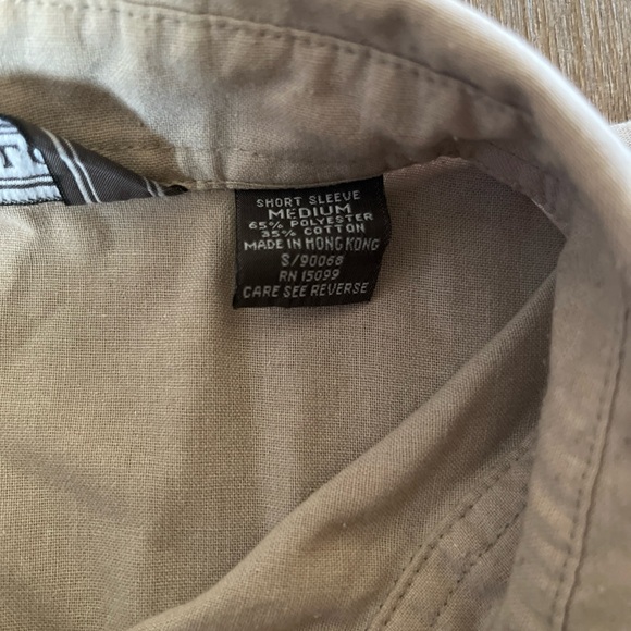 Vtg David Taylor Golf Polo Shirt Mens M Tan/Navy Stripe Banded Waist Pocket Dad - Picture 7 of 8